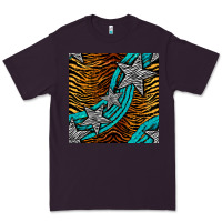 Plum tiger turquoise glitter and stars seamless pattern Premium Tee - BundleAndBundleShop