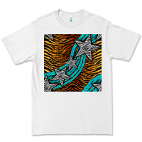 White tiger turquoise glitter and stars seamless pattern Premium Tee - BundleAndBundleShop