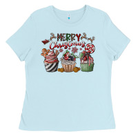 Baby Blue Merry Christmas Ladies Tee - CowhideDigitalArt