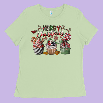 Merry Christmas Ladies Tee Designed By Cowhidedigitalart