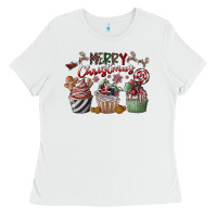 White Merry Christmas Ladies Tee - CowhideDigitalArt