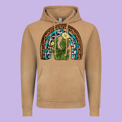 Cactus Gemstone Rainbow Vintage Hoodie Designed By Artiststas