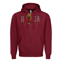 Burgundy Hija Lady Of Guadalupe Zipper Hoodie - Jasminsmagicworld
