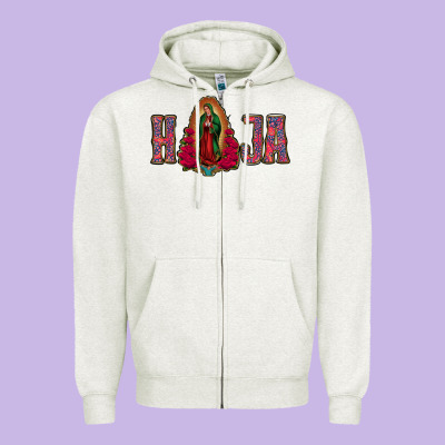 Hija Lady Of Guadalupe Zipper Hoodie Designed By Jasminsmagicworld