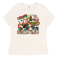 Bone Merry Christmas  tractor Ladies Tee - CowhideDigitalArt