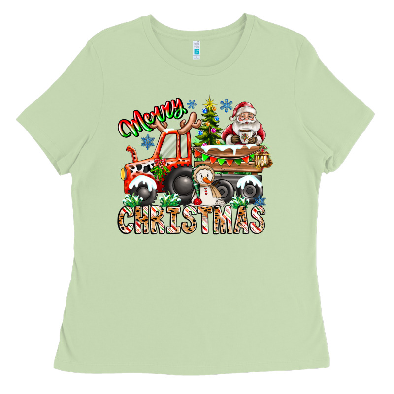 Merry Christmas  Tractor Ladies Tee by CowhideDigitalArt | Teevron