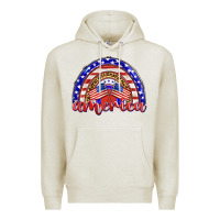 Oatmeal Heather america rainbow Premium Hoodie - BarkalooDesign