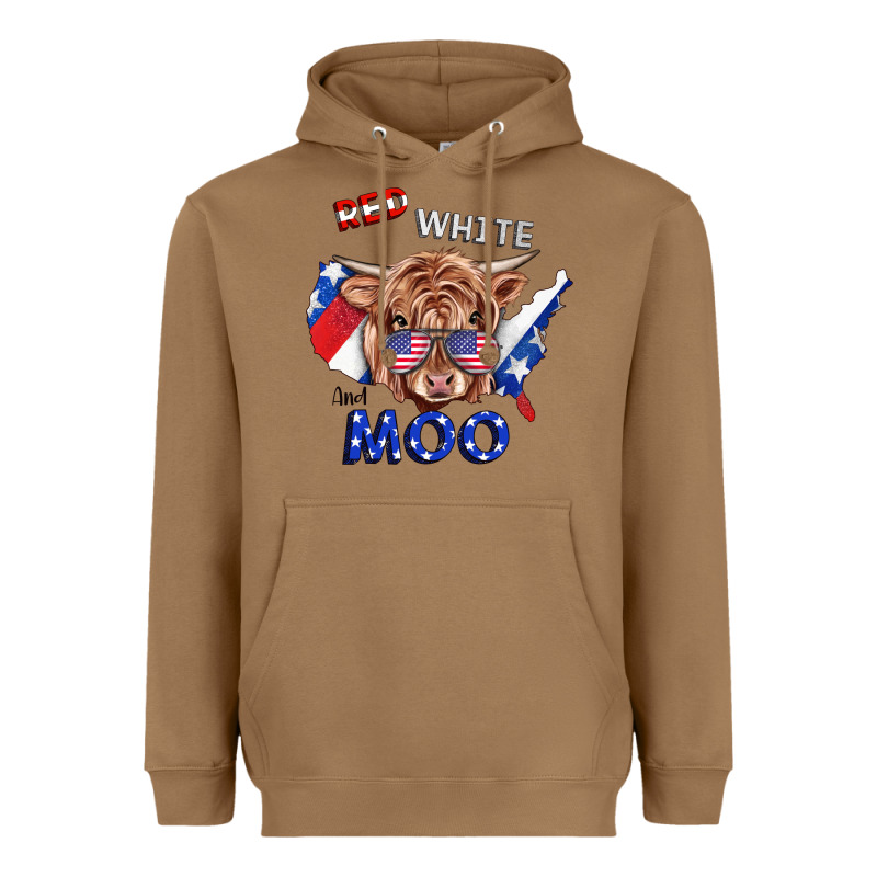 Red White And Moo Cow Heavyweight Hoodie by RanaPortraitStore | Teevron