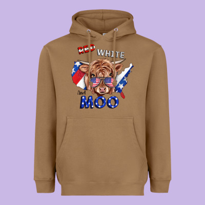 Red White And Moo Cow Heavyweight Hoodie Designed By Ranaportraitstore