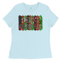 Baby Blue Merry Christmas Ladies Tee - CowhideDigitalArt