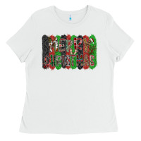 White Merry Christmas Ladies Tee - CowhideDigitalArt