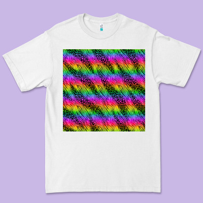 Neon Rainbow Leopard Zebra Seamless Pattern Premium Tee Designed By Bundleandbundleshop