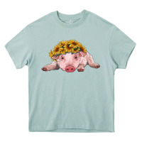 Arona baby pig with sunflower headband Heavy Core Tee - RanaPortraitStore