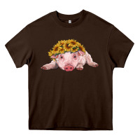 Baby Pig With Sunflower Headband Heavy Core Tee | Teevron