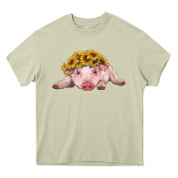Mossy baby pig with sunflower headband Heavy Core Tee - RanaPortraitStore