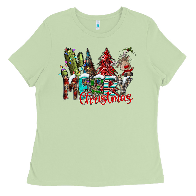 Merry Christmas Ladies Tee by CowhideDigitalArt | Teevron