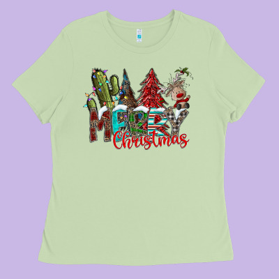 Merry Christmas Ladies Tee Designed By Cowhidedigitalart
