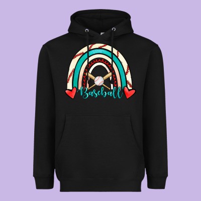 Baseball Rainbow Heavyweight Hoodie Designed By Ranaportraitstore