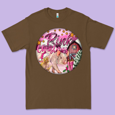 Pink Christmas Pig Premium Tee Designed By Fadigitalartstudio