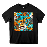 Black more espresso less despresso coffee with leopard seamless pattern bbs Heavy Core Tee - BundleAndBundleShop