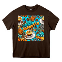 Chocolate Brown more espresso less despresso coffee with leopard seamless pattern bbs Heavy Core Tee - BundleAndBundleShop