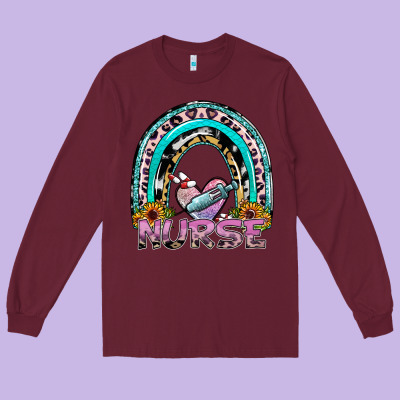 Nurse Rainbow Long Sleeve Tee Designed By Sublimationcraftshop