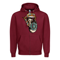 Burgundy Turquoise Gemstone Leopard Cowhide Tongue Zipper Hoodie - Jasminsmagicworld