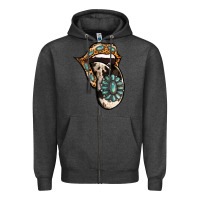 Charcoal Heather Turquoise Gemstone Leopard Cowhide Tongue Zipper Hoodie - Jasminsmagicworld