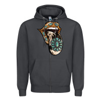 Smoke Turquoise Gemstone Leopard Cowhide Tongue Zipper Hoodie - Jasminsmagicworld