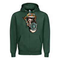 Sports Green Turquoise Gemstone Leopard Cowhide Tongue Zipper Hoodie - Jasminsmagicworld