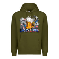 Army Green dad life beer and tools Premium Hoodie - BarkalooDesign