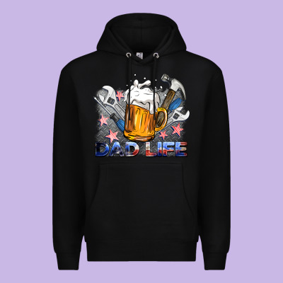 Dad Life Beer And Tools Premium Hoodie Designed By Barkaloodesign