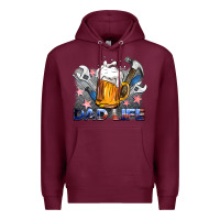 Burgundy dad life beer and tools Premium Hoodie - BarkalooDesign