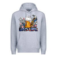 Heather Grey dad life beer and tools Premium Hoodie - BarkalooDesign