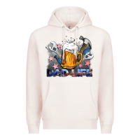 Pale Pink dad life beer and tools Premium Hoodie - BarkalooDesign
