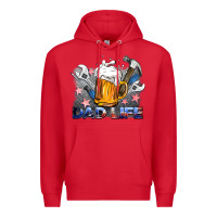 Red dad life beer and tools Premium Hoodie - BarkalooDesign