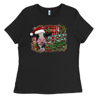 Black merry christmas cow Ladies Tee - CowhideDigitalArt