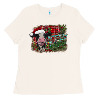 Bone merry christmas cow Ladies Tee - CowhideDigitalArt