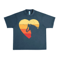 Midnight Navy Vintage Heart Horse Equestrian | Horse lover Urban Heavy Tee - linhVisuals