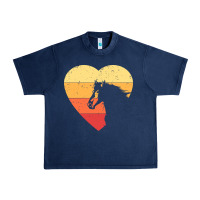Navy Vintage Heart Horse Equestrian | Horse lover Urban Heavy Tee - linhVisuals