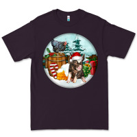 Plum Christmas Pig With Chicken Premium Tee - FaDigitalArtStudio