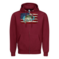 Burgundy American Flag Fish Zipper Hoodie - Jasminsmagicworld