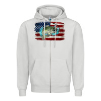 Dove Grey American Flag Fish Zipper Hoodie - Jasminsmagicworld