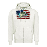 Oatmeal Heather American Flag Fish Zipper Hoodie - Jasminsmagicworld
