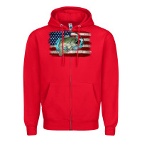 Red American Flag Fish Zipper Hoodie - Jasminsmagicworld