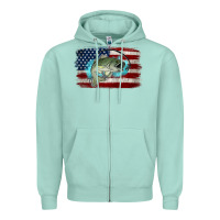 Seafoam American Flag Fish Zipper Hoodie - Jasminsmagicworld