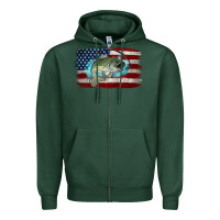 Sports Green American Flag Fish Zipper Hoodie - Jasminsmagicworld