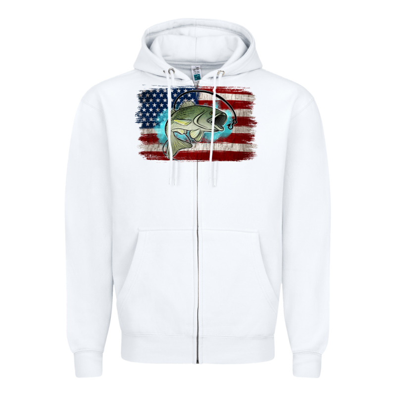 American Flag Fish Zipper Hoodie by Jasminsmagicworld | Teevron