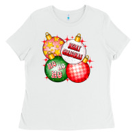 White merry christmas ball Ladies Tee - CowhideDigitalArt