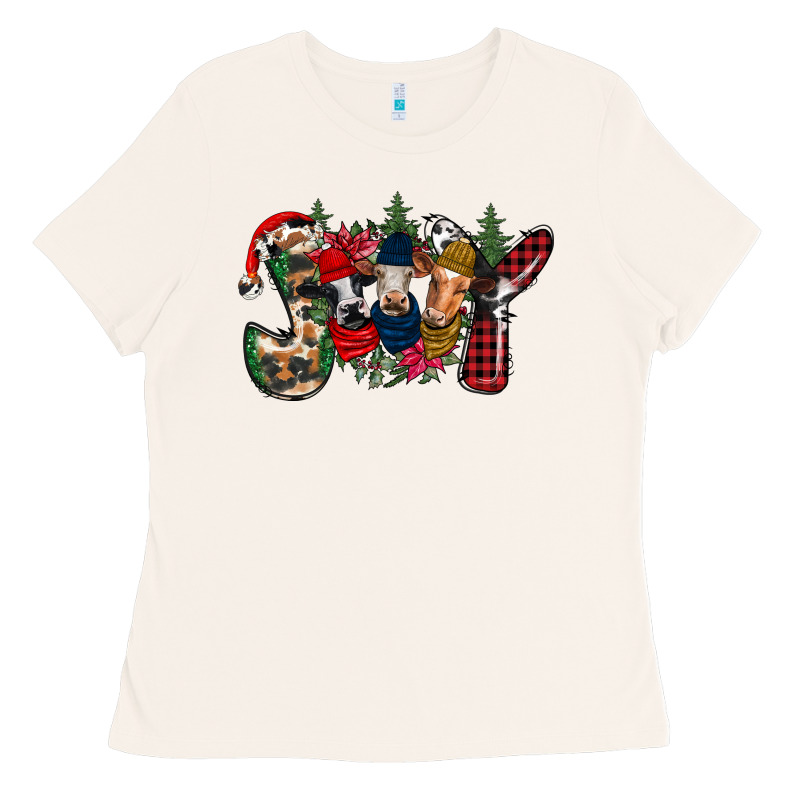 Joy Christmas Cows Ladies Tee by CowhideDigitalArt | Teevron